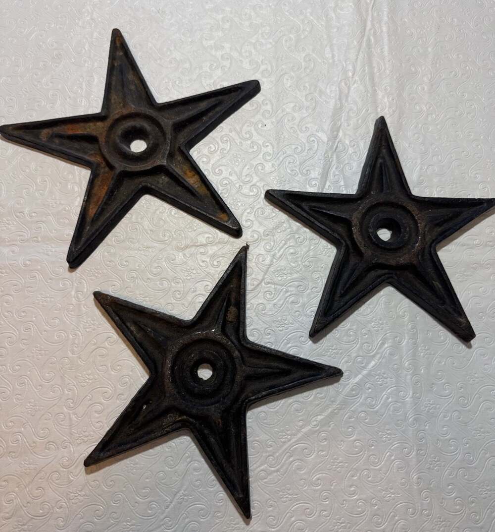 Set of 3 cast iron STAR wall decor Rustic Farmhouse Western Barn Stars Rusty wor